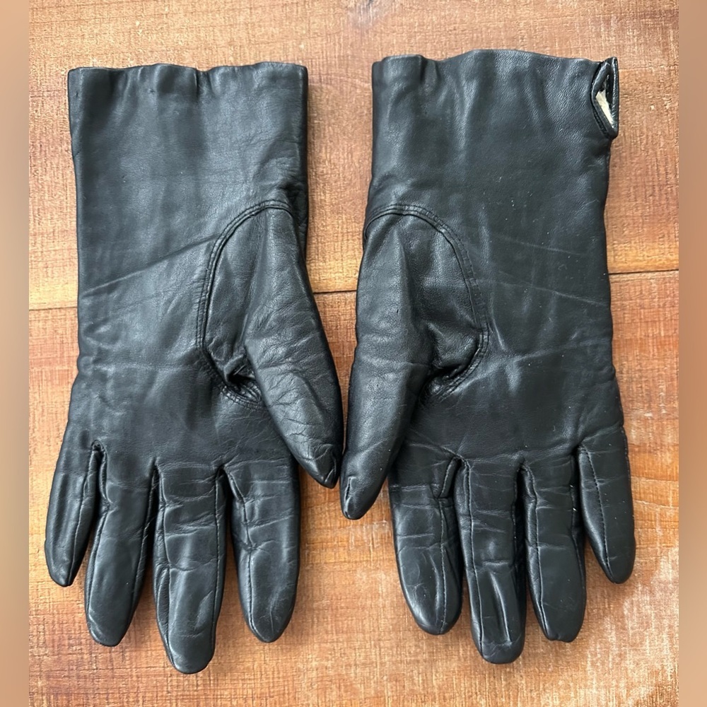 Vintage Classic 100% Fur Lining Genuine Leather Black Gloves - Picture 4 of 12